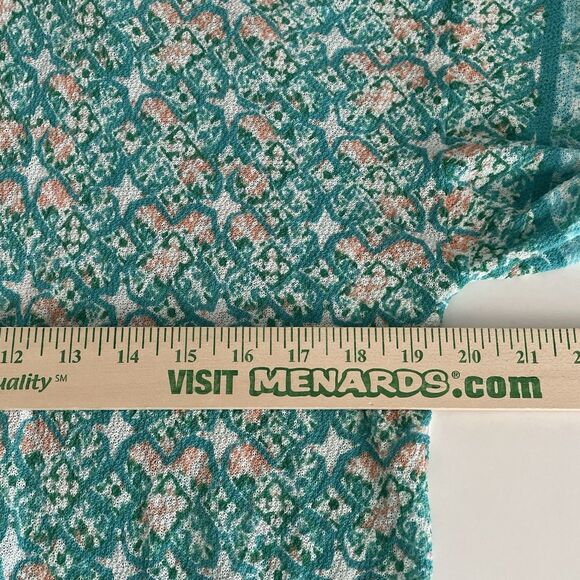 Chico's Open Front Cardigan Size 2 Large Green Colorful Coastal Beachy Artsy - Picture 10 of 12